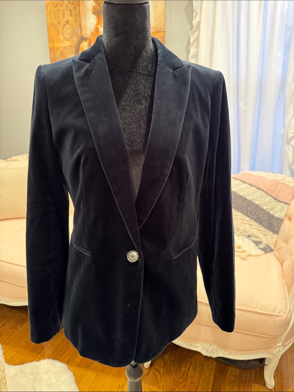 J. Crew Black Velvet Single-Button Blazer